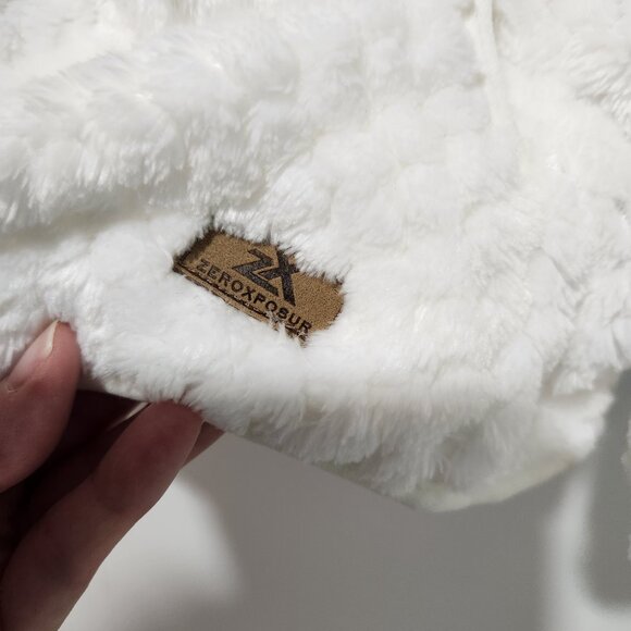 ZEROXPOSUR NEW Women's Fuzzy Cozy Pearl White Zipper Faux Fur Teddy Jacket Large - Picture 6 of 10
